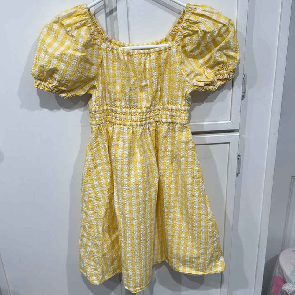 Yellow jcrew crewcuts dress size 8 yellow seersucker dressy party gingham